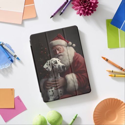 Dalmatian With Santa Claus Festive Christmas iPad Air Cover