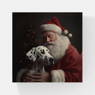 Dalmatian With Santa Claus Festive Christmas Paperweight