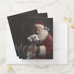 Dalmatian With Santa Claus Festive Christmas Pocket Folder
