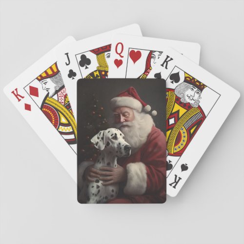 Dalmatian With Santa Claus Festive Christmas Poker Cards