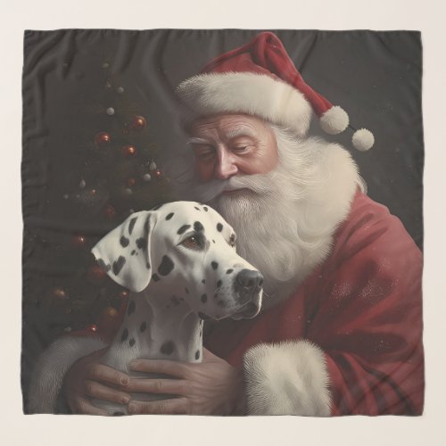 Dalmatian With Santa Claus Festive Christmas Scarf