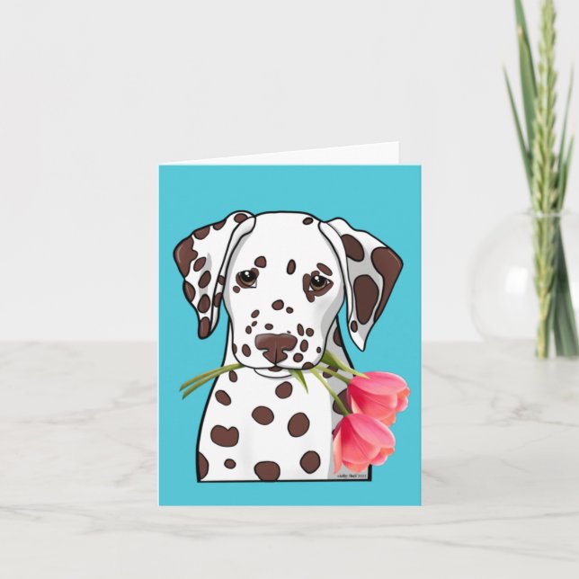 Dalmatian with Tulips Thank You Card (Front)