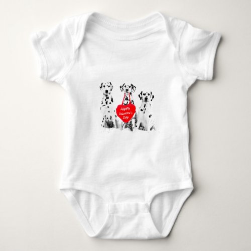 Dalmatians Dog Heart Happy Valentines Day Baby Bodysuit
