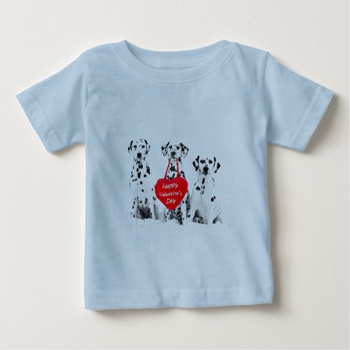 Dalmatians Dog Heart Happy Valentines Day Baby T_Shirt