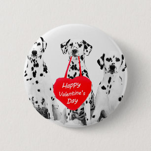 Dalmatians Dog Heart Happy Valentine's Day Button