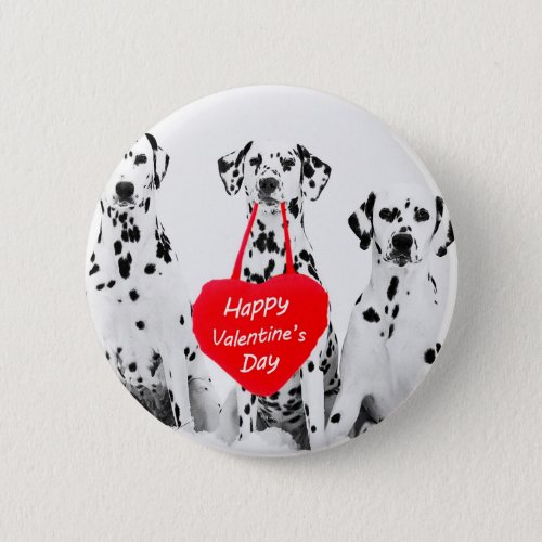 Dalmatians Dog Heart Happy Valentines Day Button