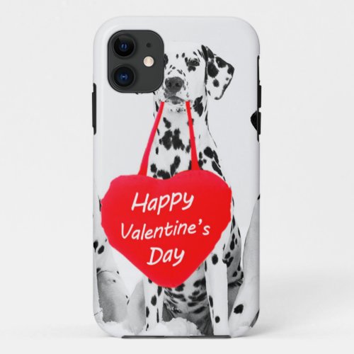 Dalmatians Dog Heart Happy Valentines Day iPhone 11 Case