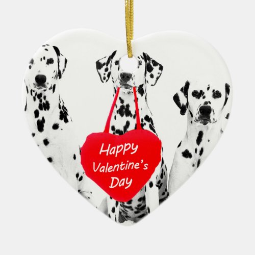 Dalmatians Dog Heart Happy Valentines Day Ceramic Ornament