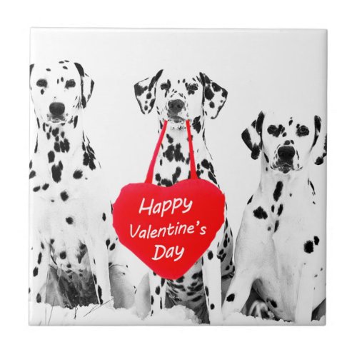 Dalmatians Dog Heart Happy Valentines Day Ceramic Tile