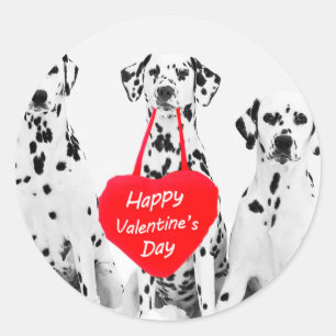 Dalmatians Dog Heart Happy Valentine's Day Classic Round Sticker