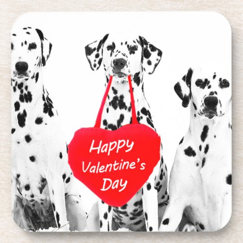 Dalmatians Dog Heart Happy Valentines Day Drink Coaster