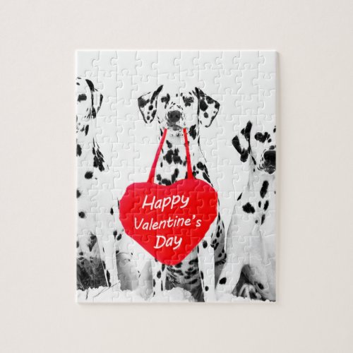 Dalmatians Dog Heart Happy Valentines Day Jigsaw Puzzle