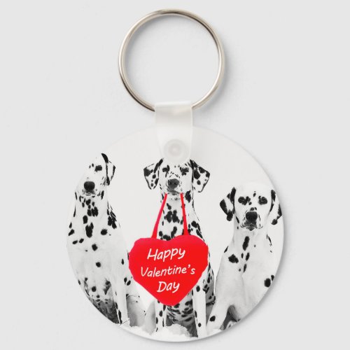 Dalmatians Dog Heart Happy Valentines Day Keychain