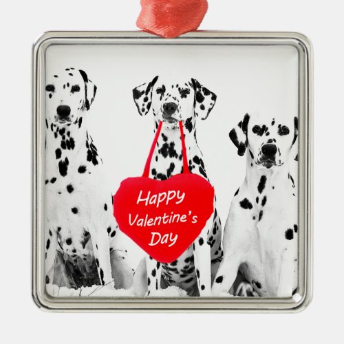 Dalmatians Dog Heart Happy Valentines Day Metal Ornament