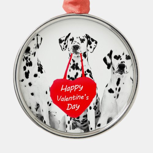 Dalmatians Dog Heart Happy Valentines Day Metal Ornament