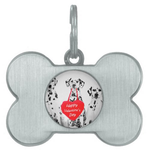 Dalmatians Dog Heart Happy Valentines Day Pet Name Tag