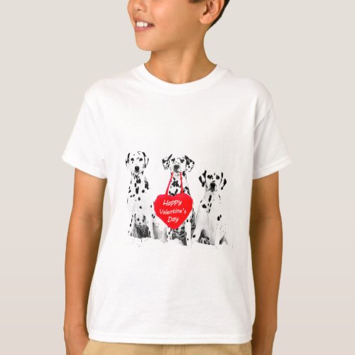 Dalmatians Dog Heart Happy Valentines Day T_Shirt
