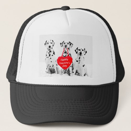 Dalmatians Dog Heart Happy Valentines Day Trucker Hat