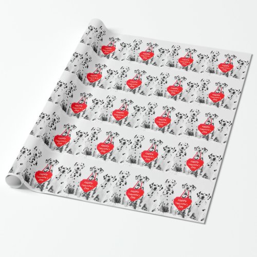 Dalmatians Dog Heart Happy Valentines Day Wrapping Paper