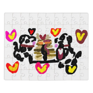 Dalmatians eating pancakes valentine's day jigsaw puzzle