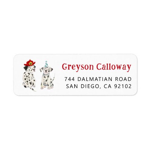 Dalmatians Firefighter Return Address Label