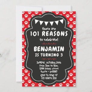 Dalmatians Invitation for Birthday Party Puppy Dog