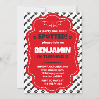 Dalmatians Invitation for Birthday Party Puppy Dog
