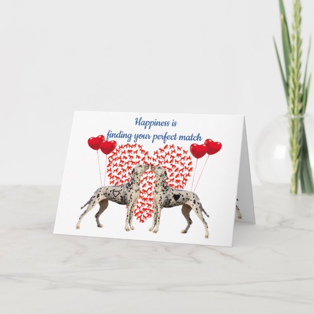 Dalmatians Perfect Match Valentine Holiday Card (Front)