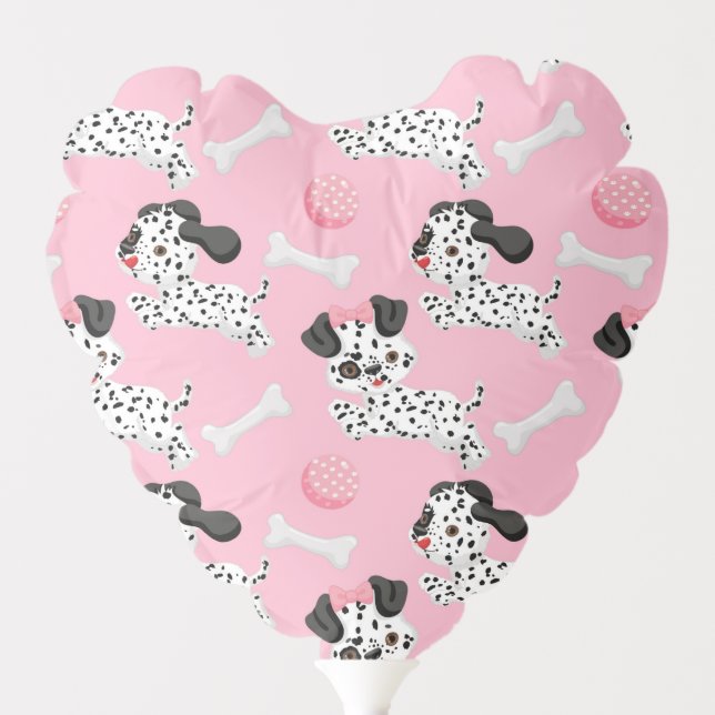 Dalmatians Puppies Black Spots Pink Toy Ball White Balloon (Front)