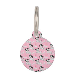 Dalmatians Puppies Black Spots Pink Toy Ball White Pet ID Tag