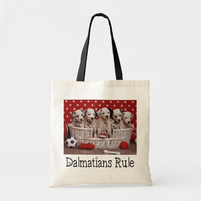 Dalmatians Puppy Dog Love - Black & White Spots Tote Bag (Front)