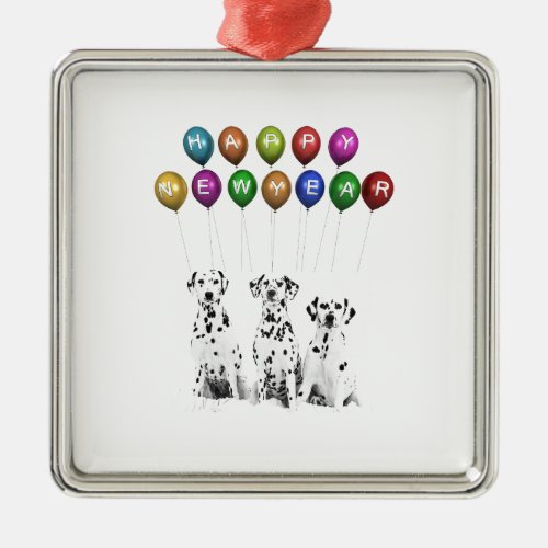 Dalmatians Wishing Happy New Year 2016 Metal Ornament