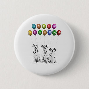 Dalmatians Wishing Happy New Year 2016 Pinback Button