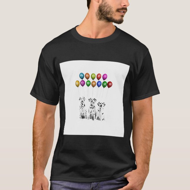Dalmatians Wishing Happy New Year 2016  T-Shirt (Front)