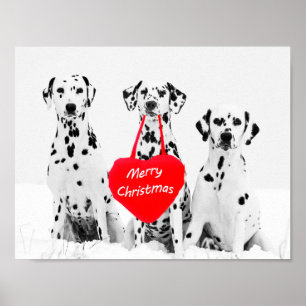 Dalmatians Wishing Merry Christmas poster