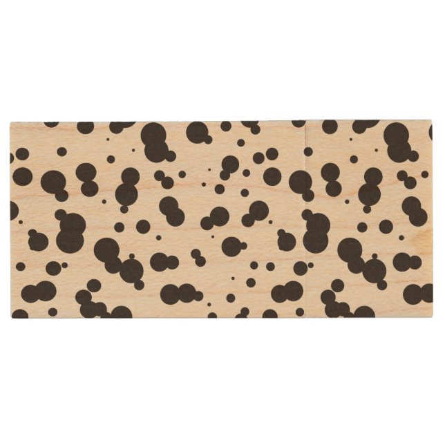 Dalmatine Dots Pattern Wood Flash Drive (Front)