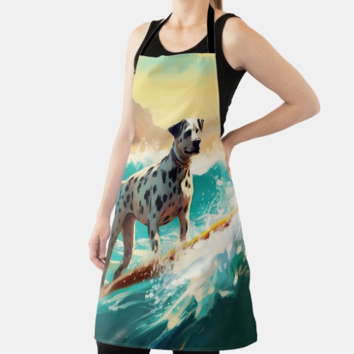 Dalmation Beach Surfing Painting  Apron