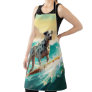 Dalmation Beach Surfing Painting  Apron