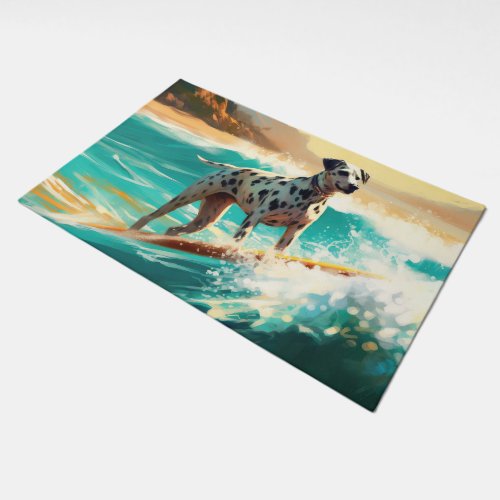 Dalmation Beach Surfing Painting  Doormat