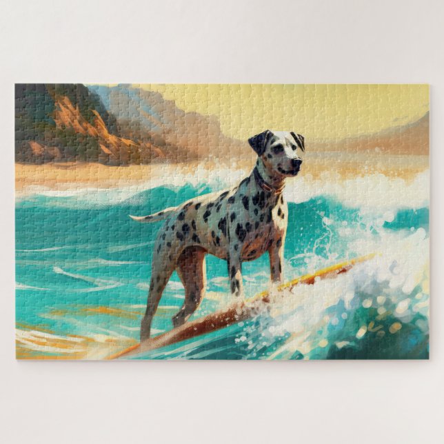 Dalmation Beach Surfing Painting  Jigsaw Puzzle (Horizontal)