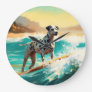 Dalmation Beach Surfing Painting  Large Clock