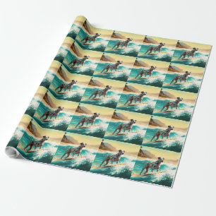 Dalmation Beach Surfing Painting Wrapping Paper