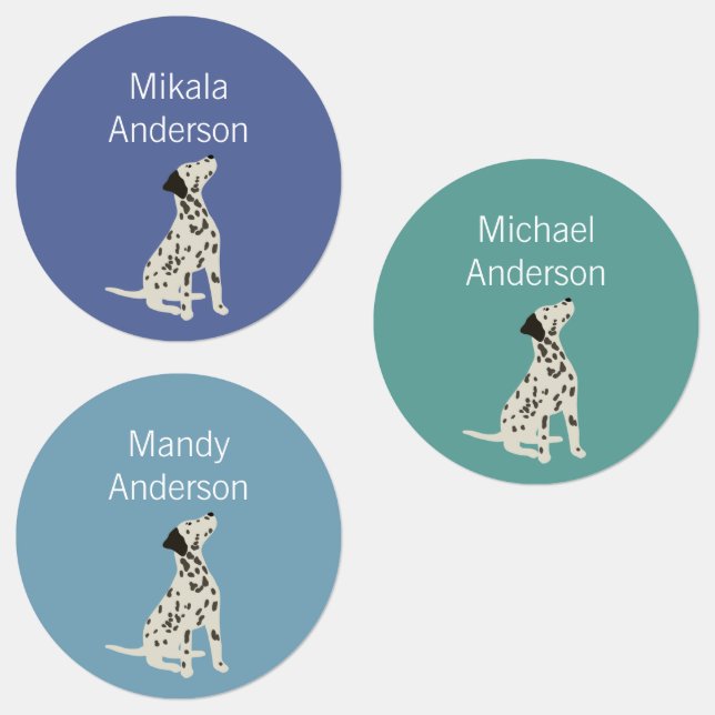 Dalmation dog colors waterproof label (Group)