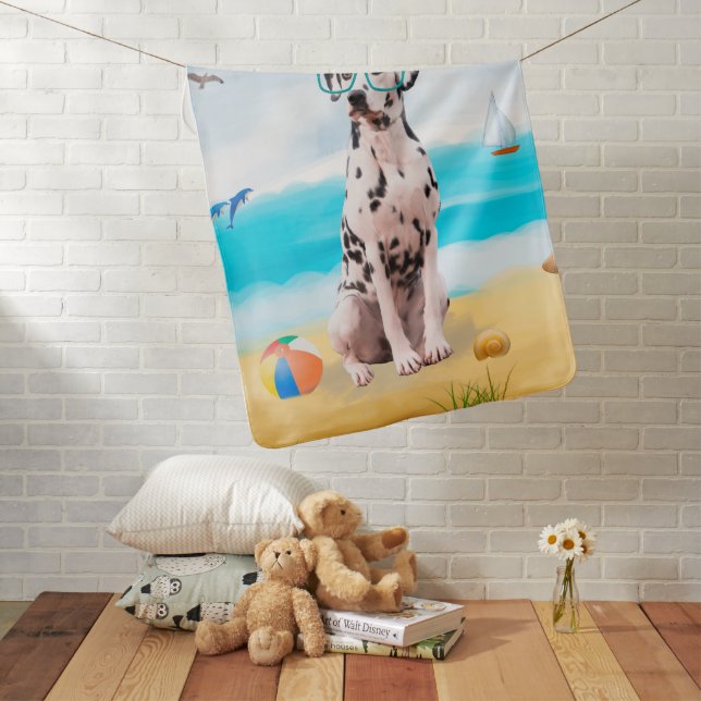 Dalmation Dog on Beach Baby Blanket (In Situ)