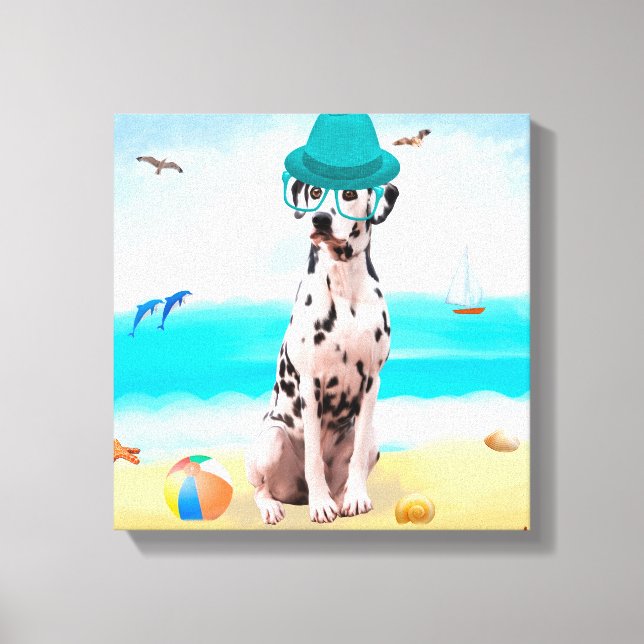 Dalmation Dog on Beach Canvas Print (Front)