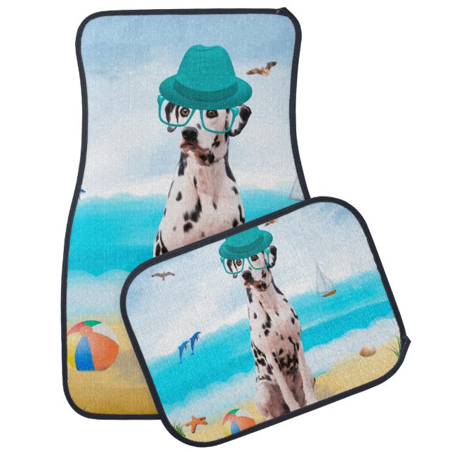Dalmation Dog on Beach Car Floor Mat (Set)