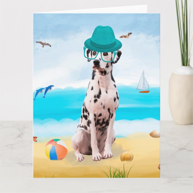 Dalmation Dog on Beach Card (Front)