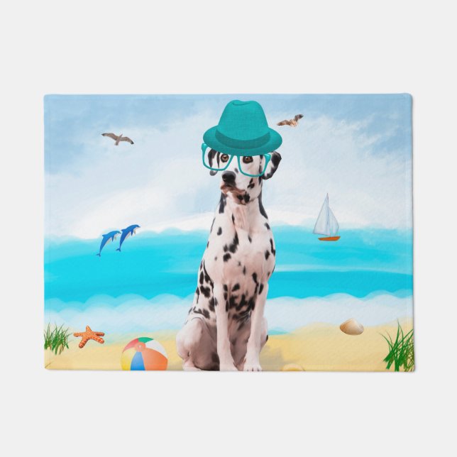 Dalmation Dog on Beach Doormat (Front)