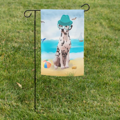 Dalmation Dog on Beach Garden Flag