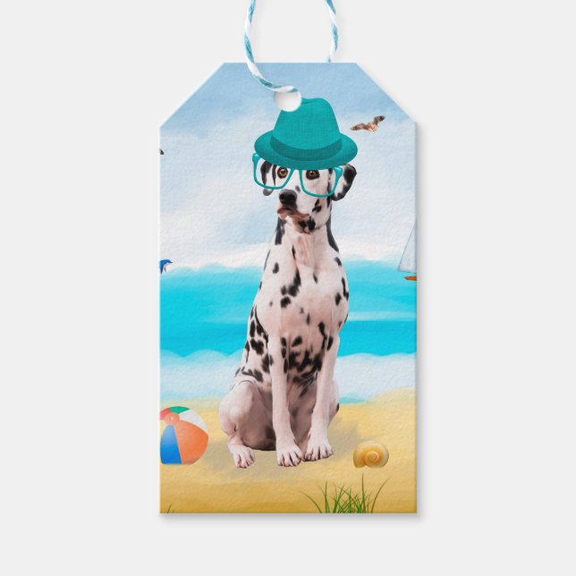 Dalmation Dog on Beach Gift Tags (Front)